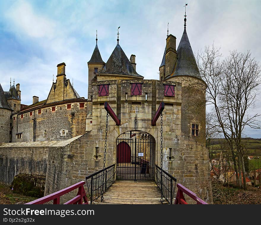 Old Medieval Rochepot Castle In Burgundy, Spring Day