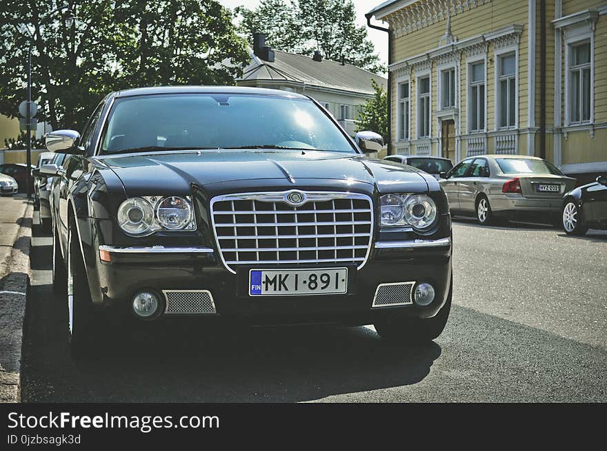 Black Chrysler 300c Parked on Road