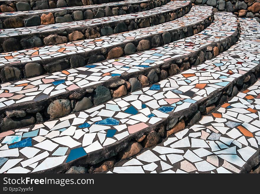 Multi colored tile pattern - abstract colorful tiled floor