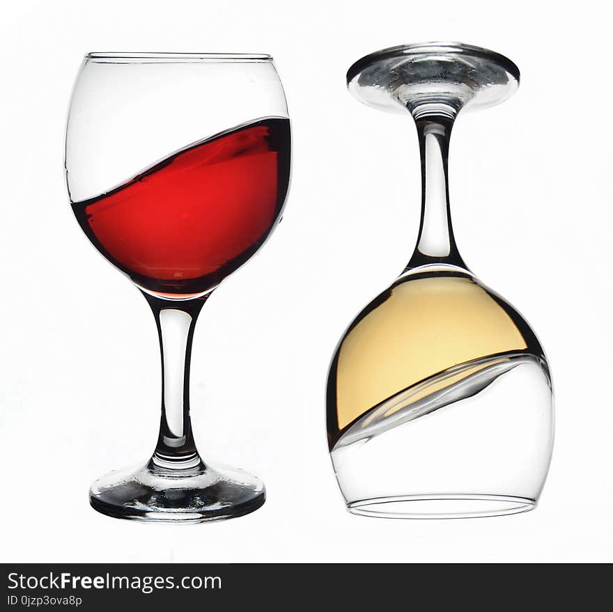 Red and white wine glass