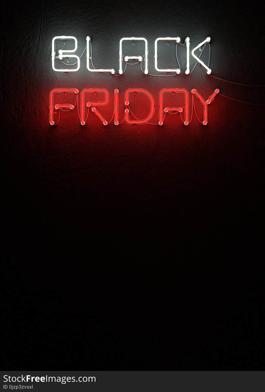 Black Friday Sale Neon On Black Background.