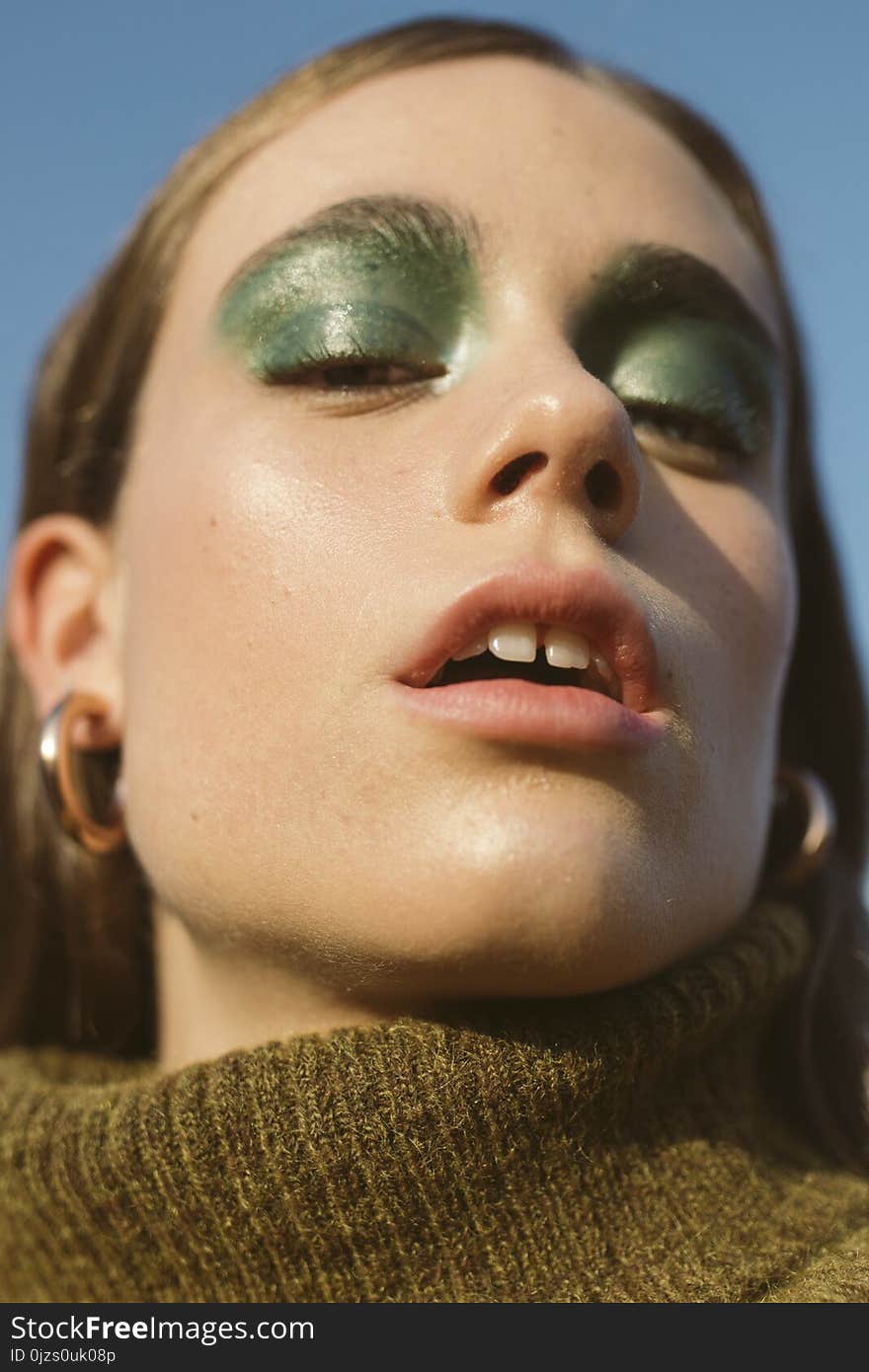 Woman Wearing Green Eyeshadow