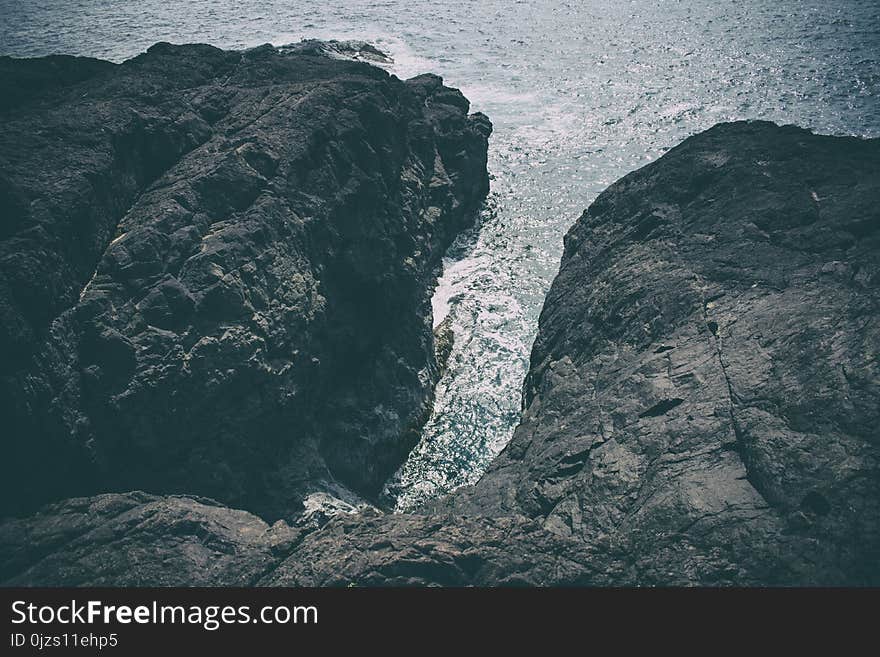 Bird&#x27;s Eye View of Cliff over Cove