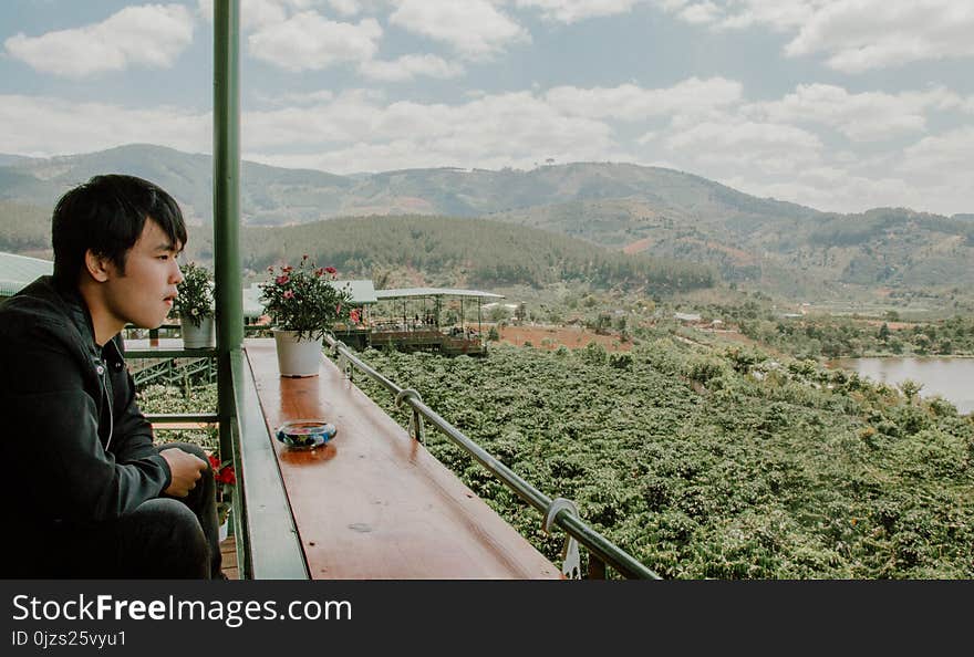 Man Looking on Landscape Nature