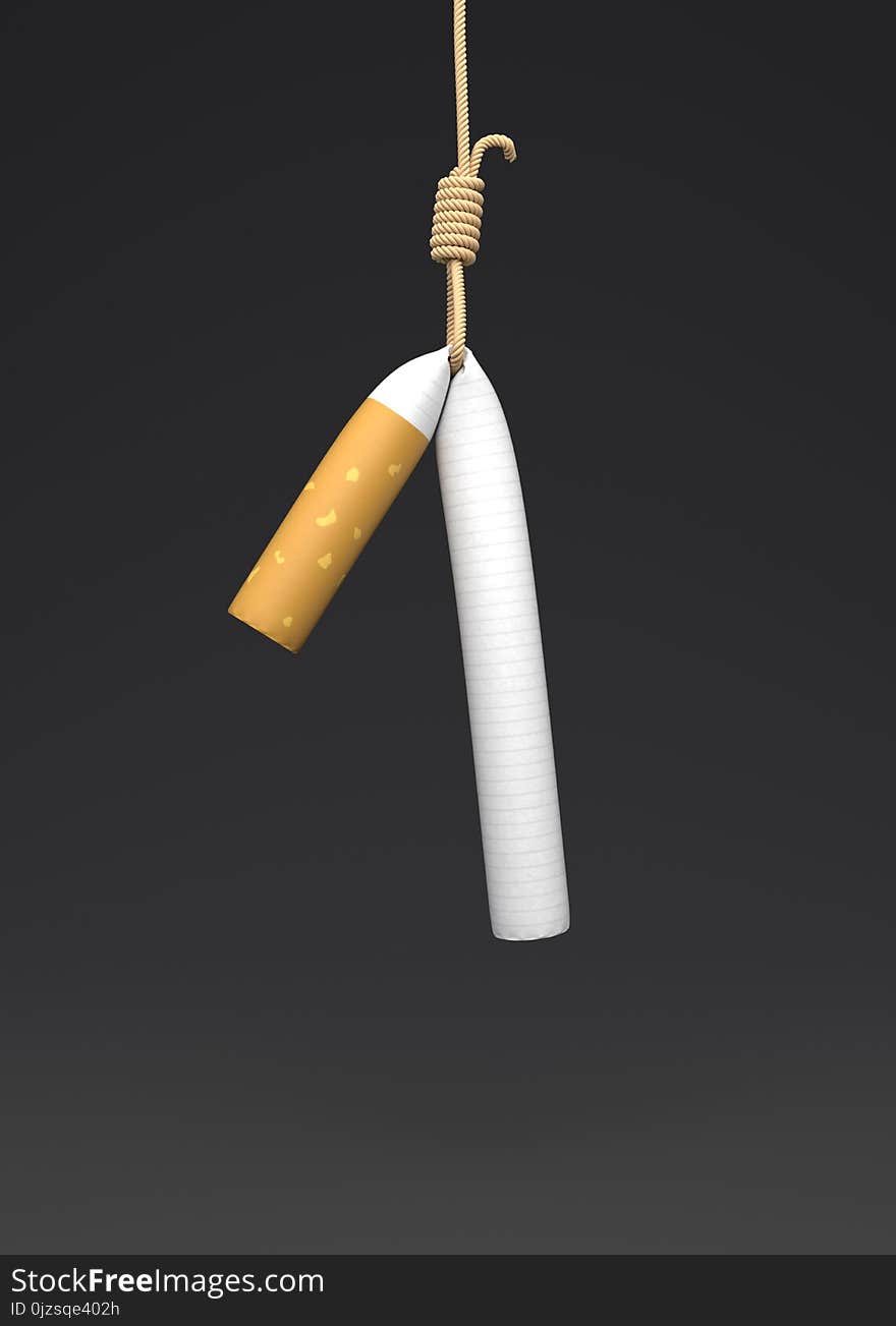 World No Tobacco Day, Stop smoking concept, Cigarette hanging with rope.