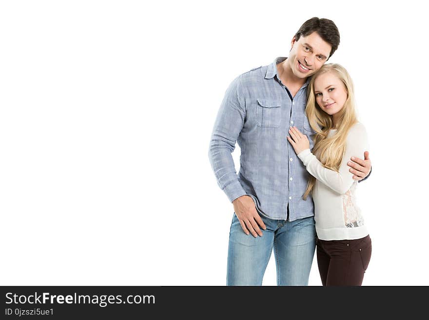 Young parents isolated on white background. Young parents isolated on white background.