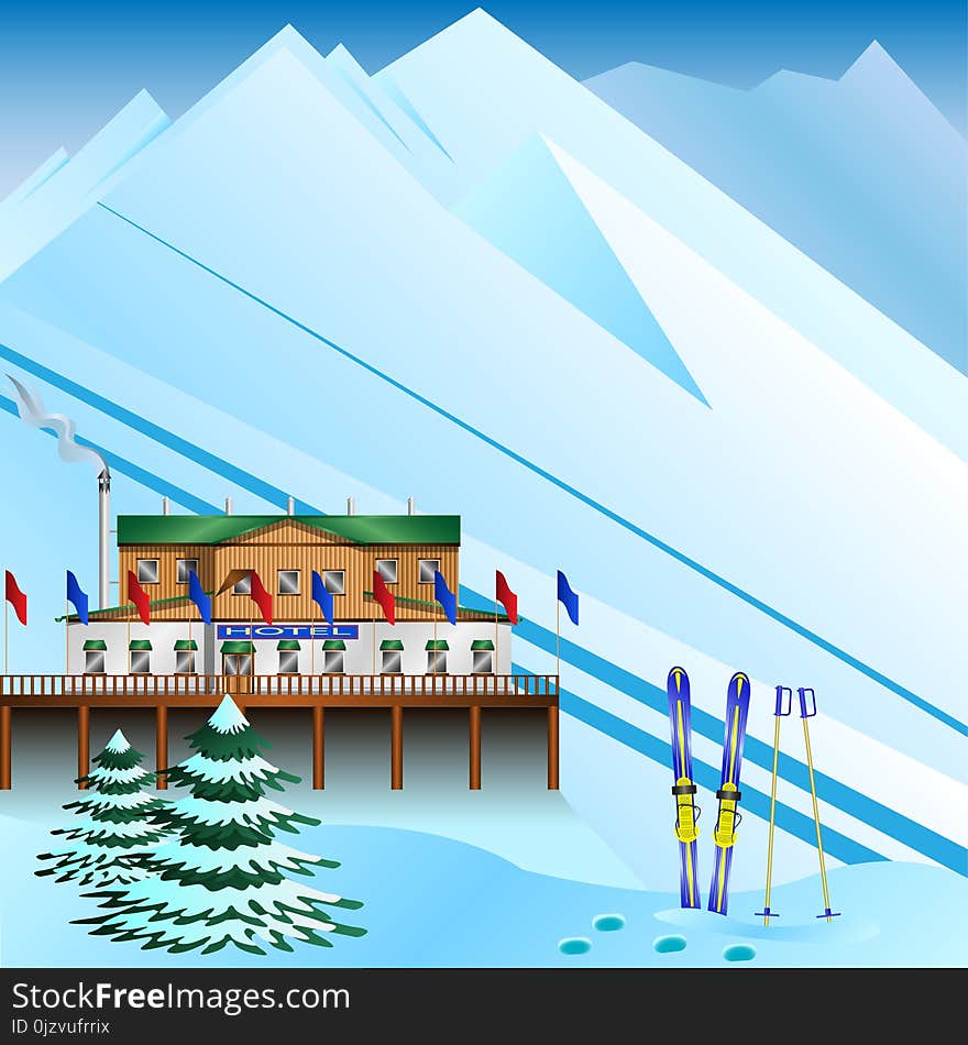 Ski Resort On The Background Of Mountains