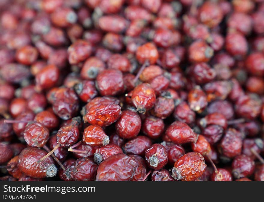 Dried dog rose rosa canina berries in an oriental bazaar