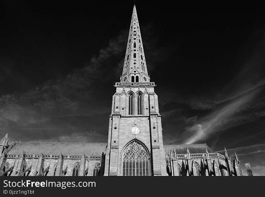 Landmark, Black And White, Spire, Monochrome Photography