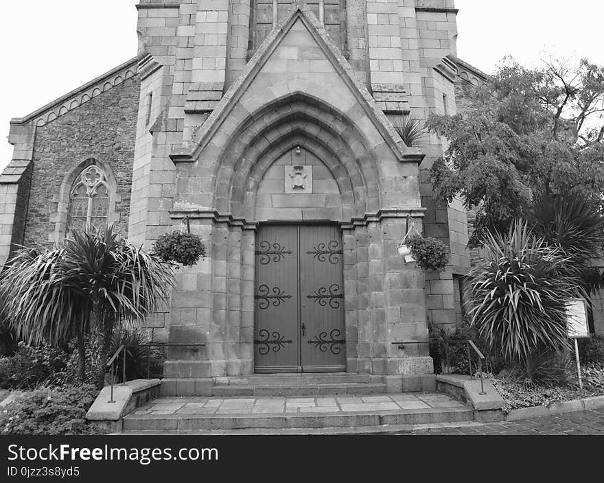 Black And White, Monochrome Photography, Church, Building