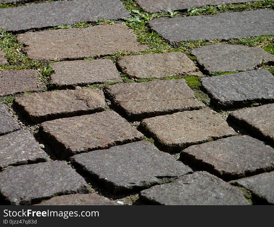 Walkway, Cobblestone, Path, Grass