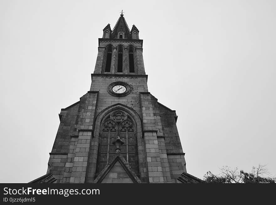 Black And White, Landmark, Spire, Monochrome Photography