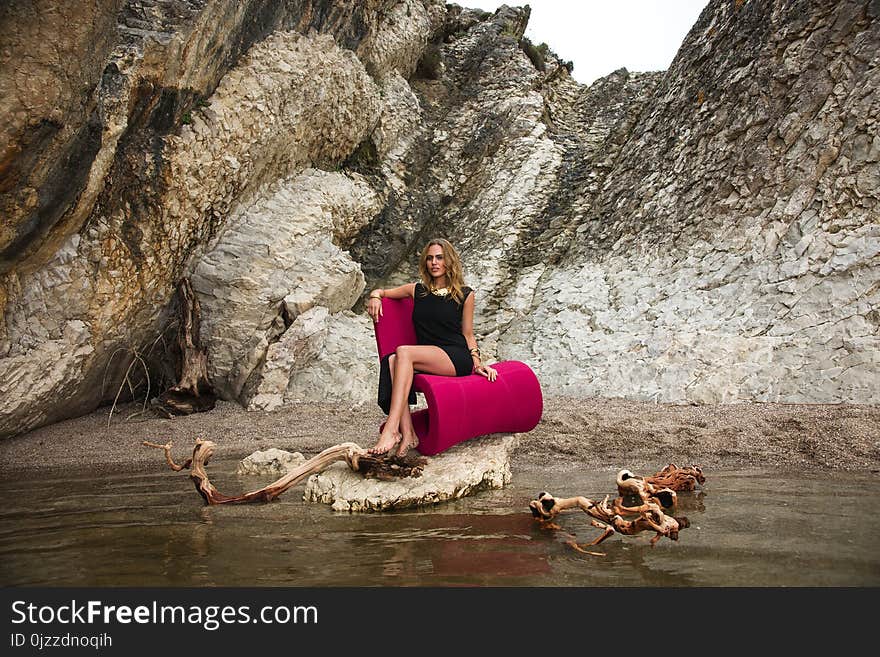 Rock, Water, Vacation, Girl