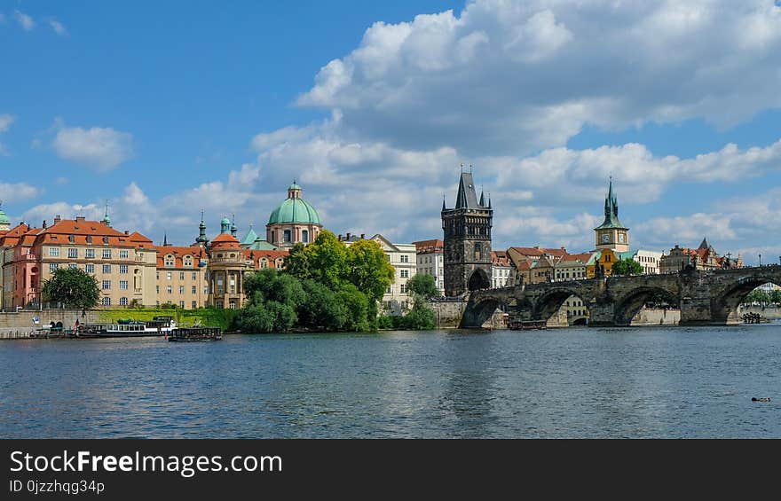 Waterway, Sky, City, River