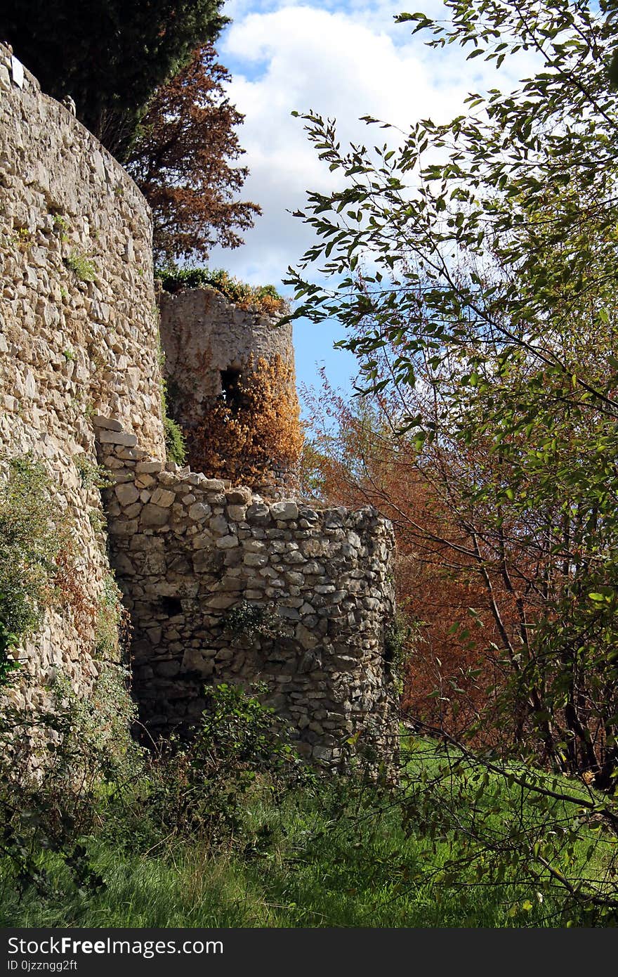 Ruins, Sky, Wall, Rock