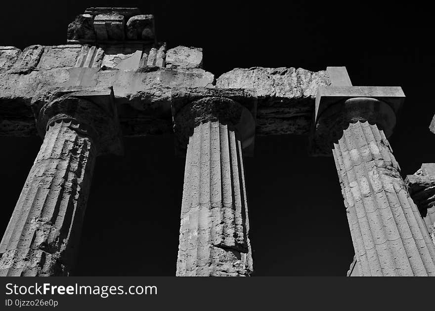 Black And White, Landmark, Monochrome Photography, Column