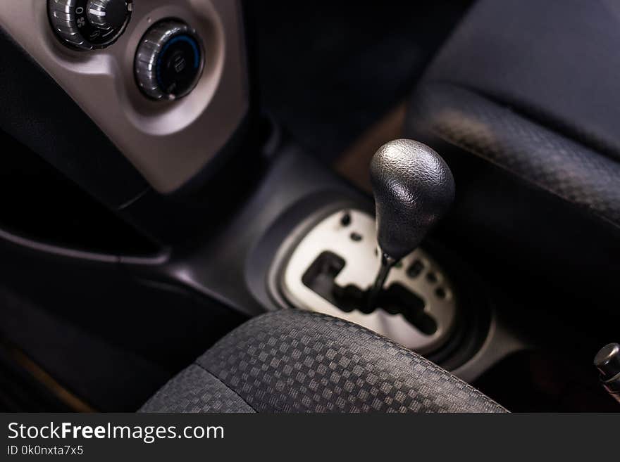 Automatic gear shift system in car,Cropped image