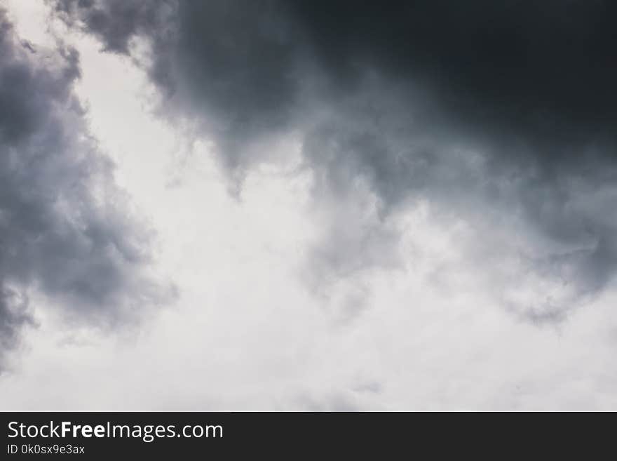 Heavy grey clouds in the sky before the rain.