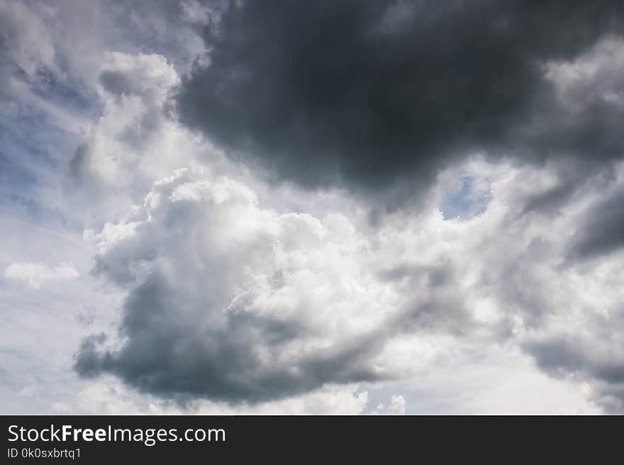 Heavy grey clouds in the sky before the rain.