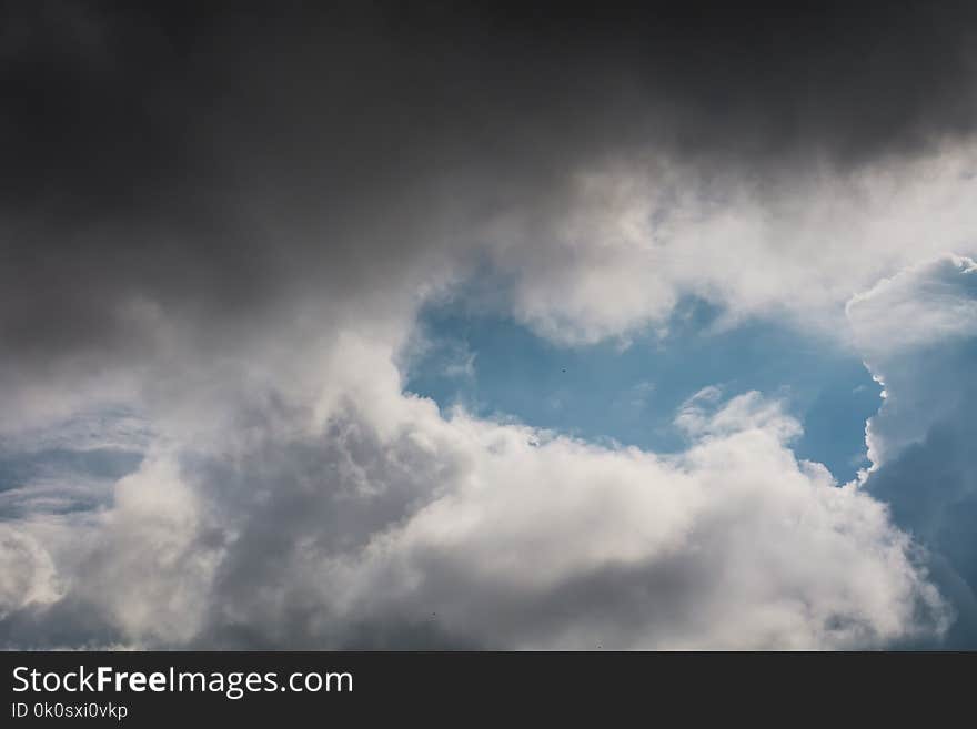 Heavy grey clouds in the sky before the rain.