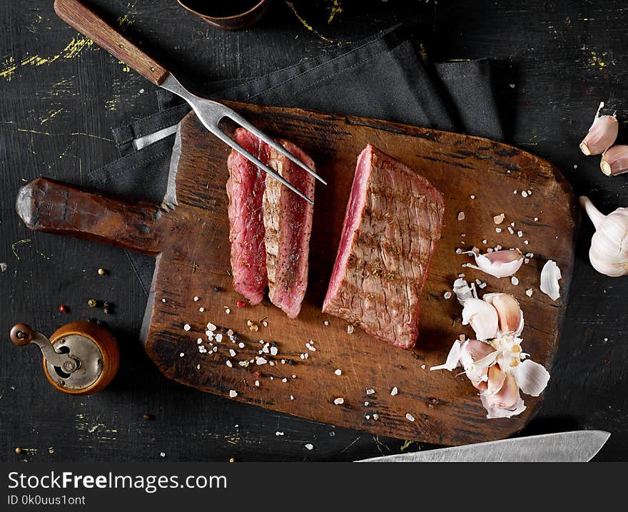 Grilled beef meat from above