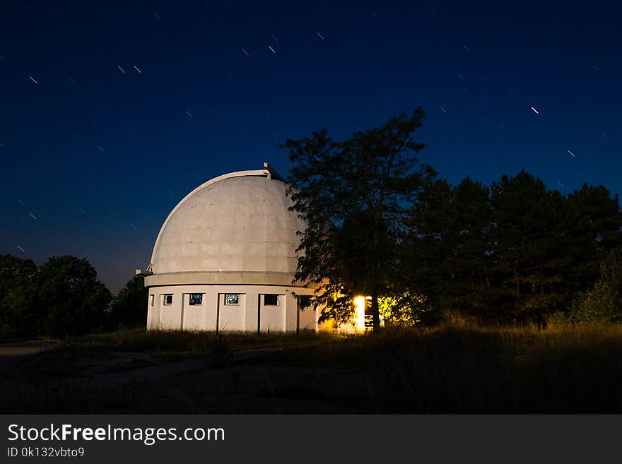 The Dome Of The Astronomical Telescope At Night The Stars Shine