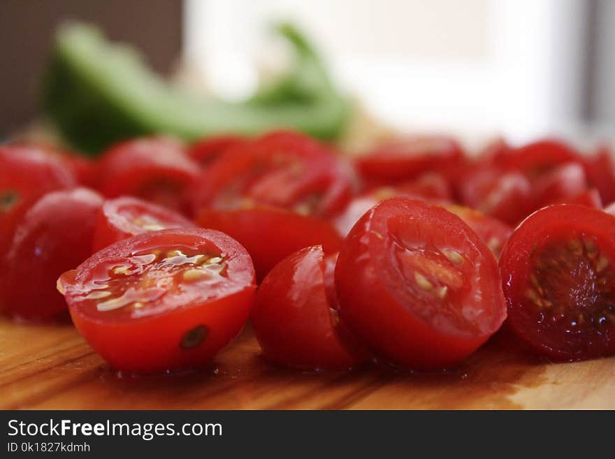 Close-Up Photography of Slices of Cherry Tomatoes