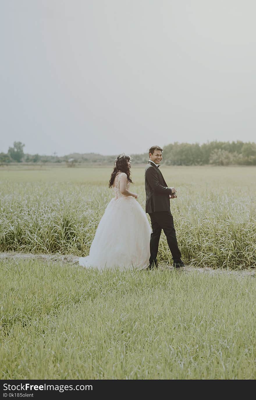 Bride and Groom on Rice Field