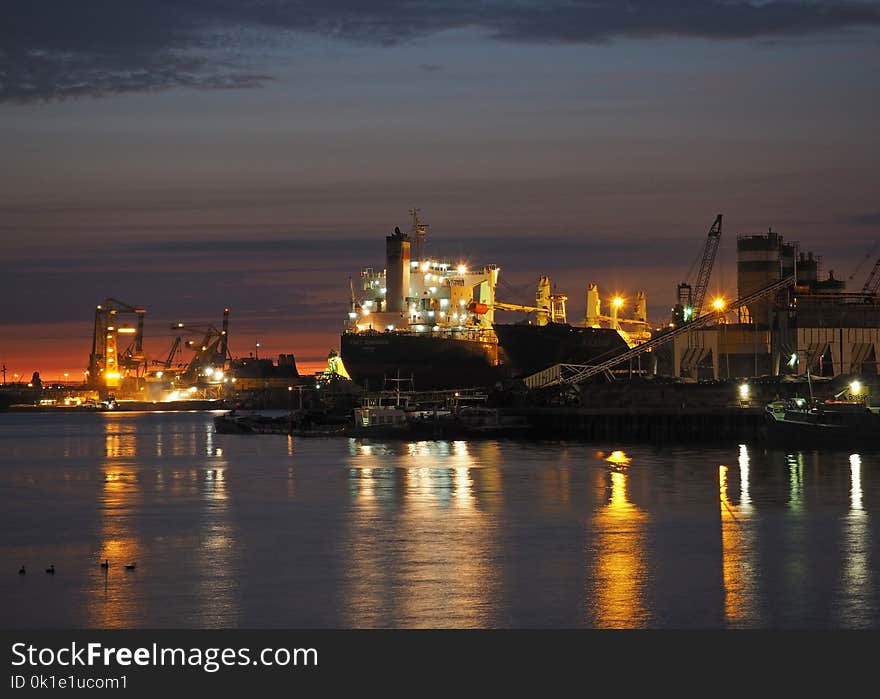 Reflection, Waterway, Night, Dusk