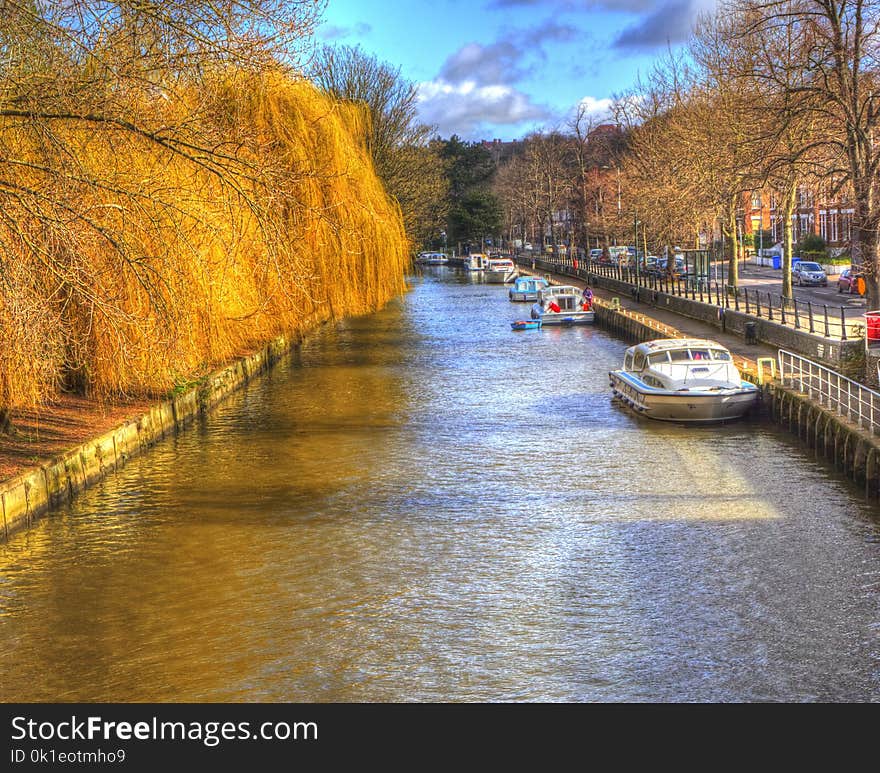 Canal, Waterway, Water, Reflection