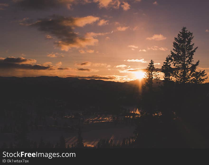 Aerial Photography of Sunset