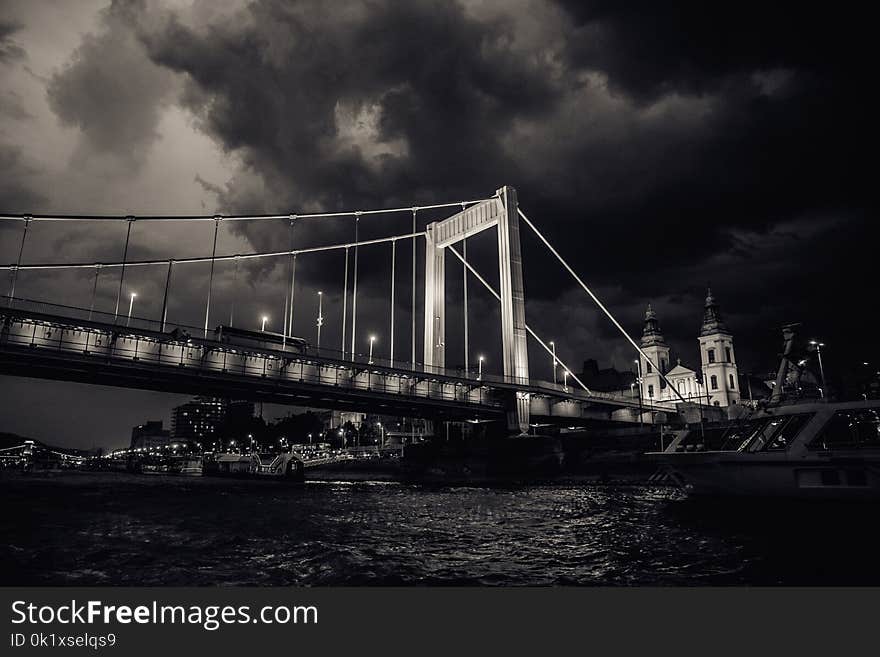 Bridge, Black And White, Sky, Cloud