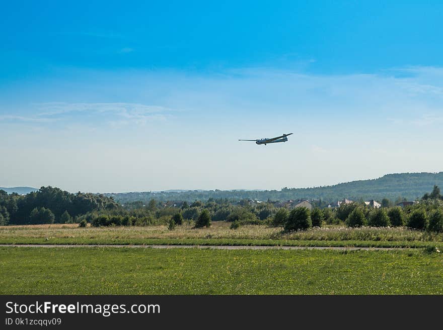 Sky, Airplane, Flight, Field