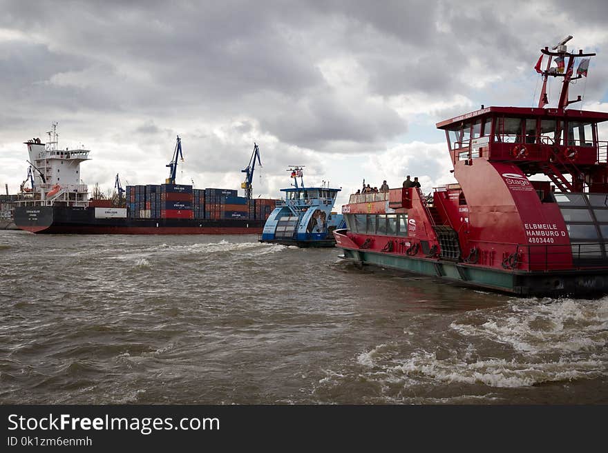 Container Ship, Water Transportation, Waterway, Ship