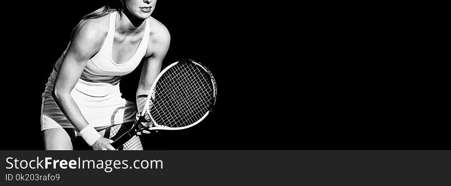 Tennis Woman Holding A Tennis Racket