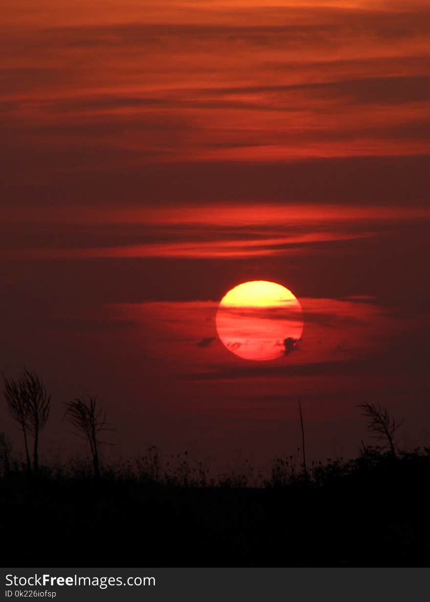 Red, Sky, Afterglow, Red Sky At Morning