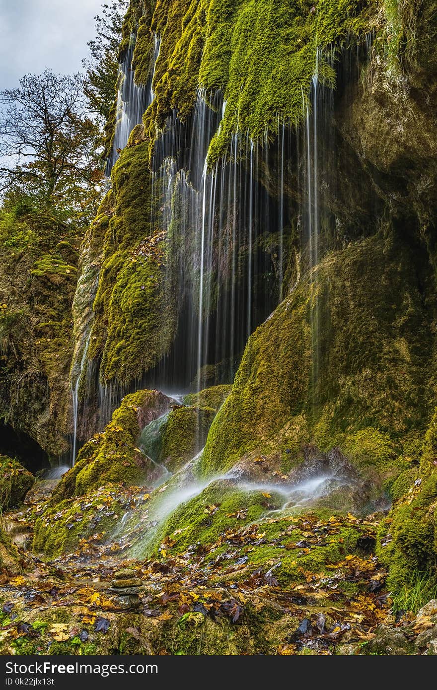 Waterfall, Water, Nature, Vegetation