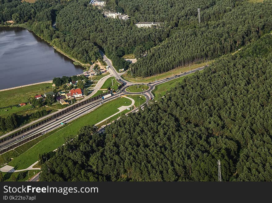 Aerial Photography, Road, Bird's Eye View, Waterway