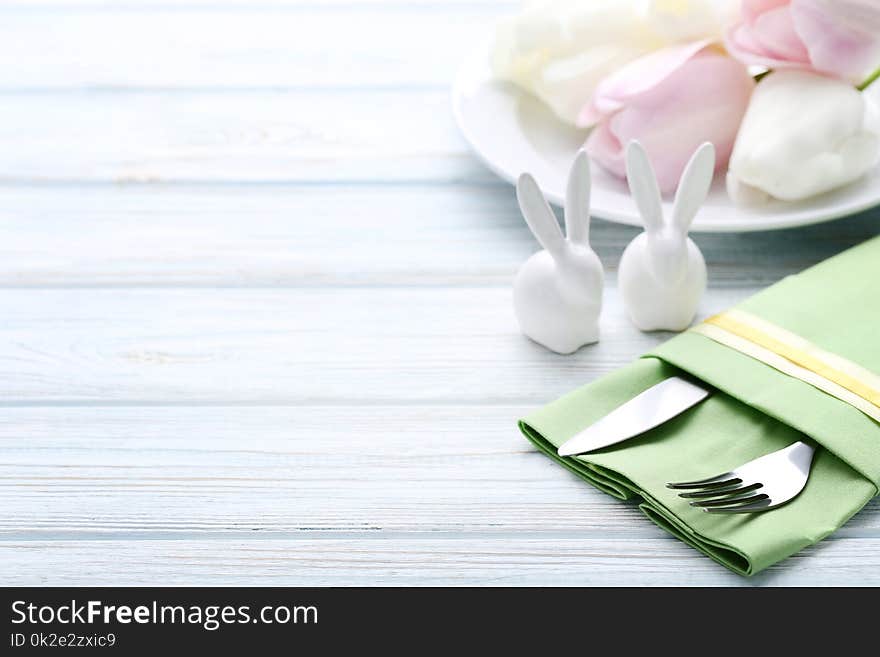 Kitchen Cutlery With Rabbits And Flowers