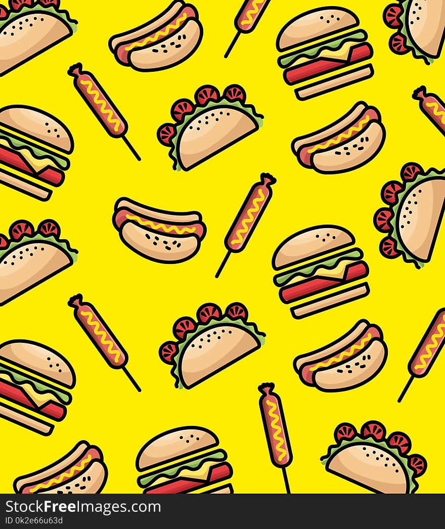 Fast food pattern background vector illustration design