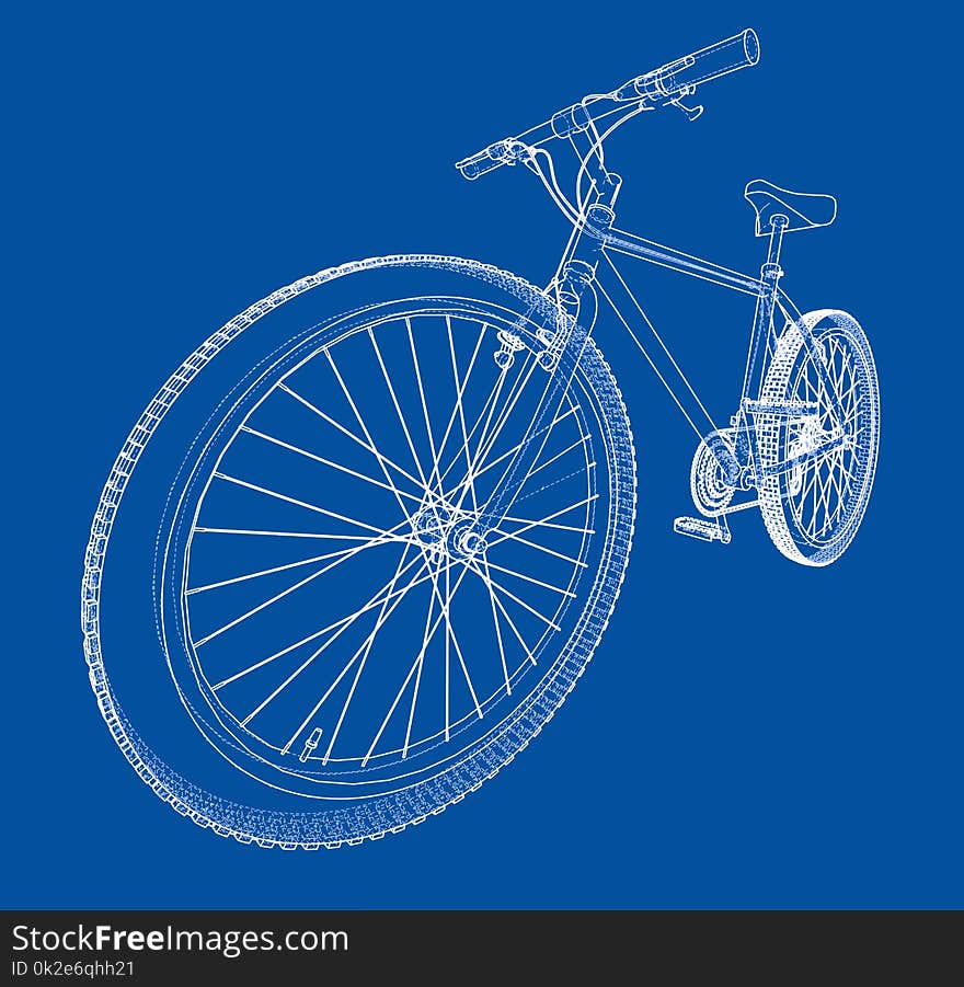 Bicycle Blueprint 3d Illustration