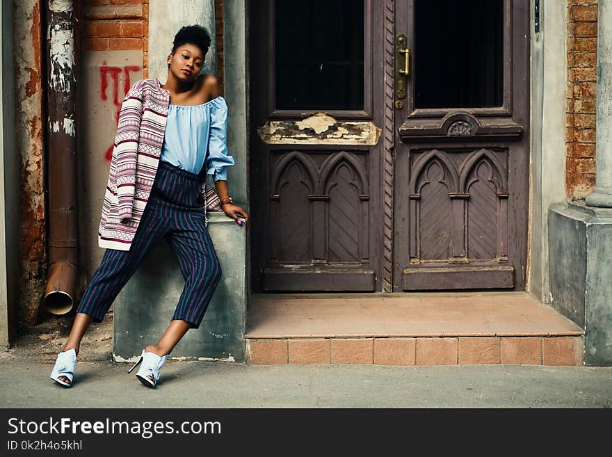 Woman Wearing Blue Shirt