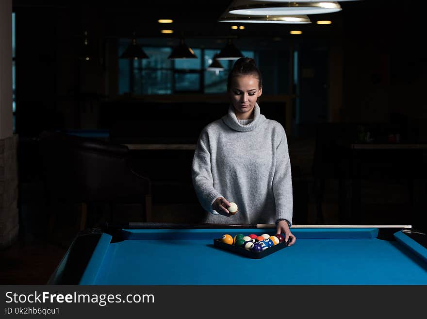 Portrait Of A Young Woman Concentration On Ball. Portrait Of A Young Woman Concentration On Ball