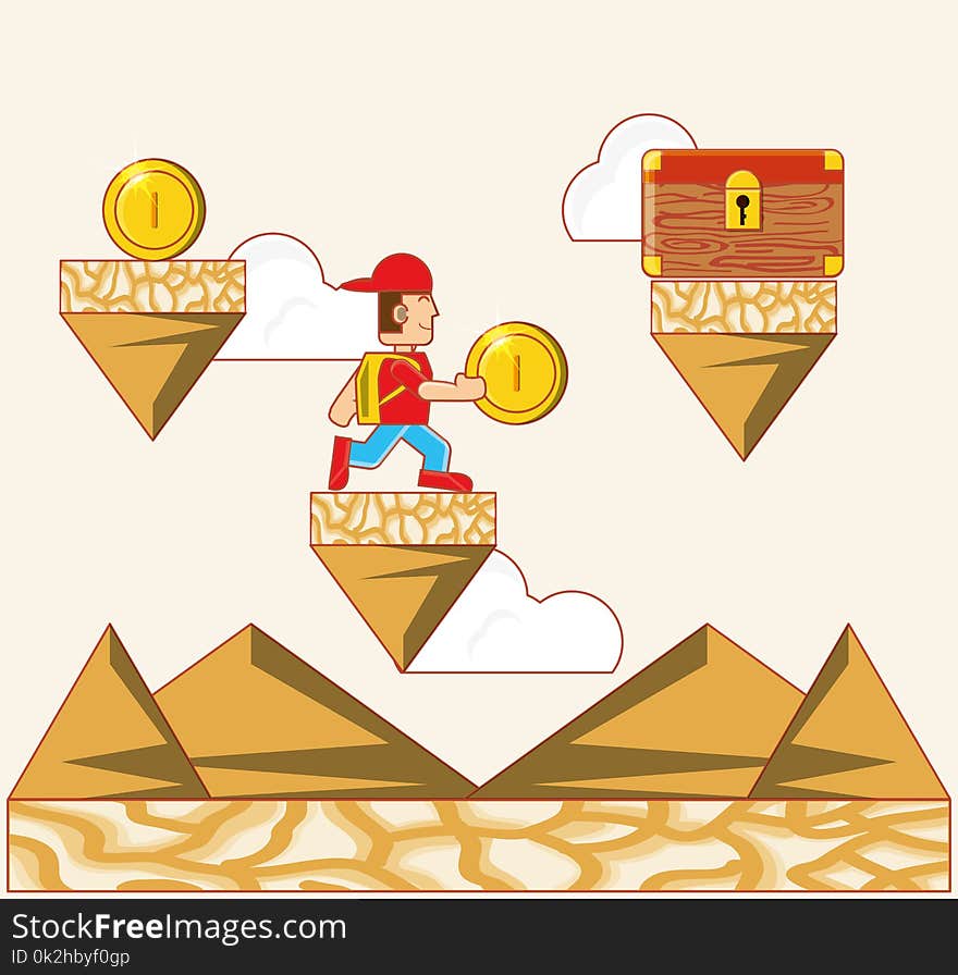 Video game scene interface vector illustration design