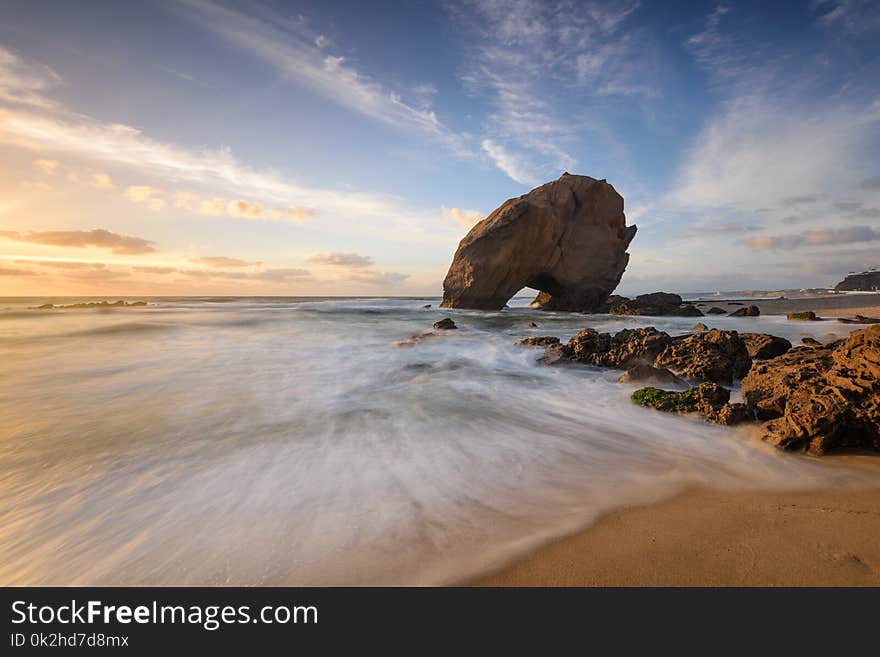 Amazing Sunset Beach on the coast of Portugal.