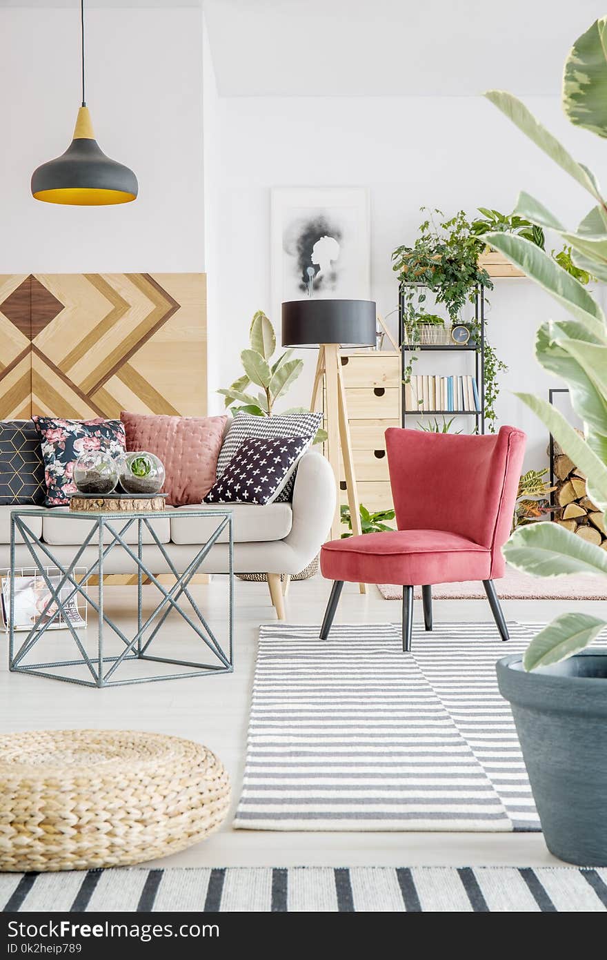 Red chair in living room