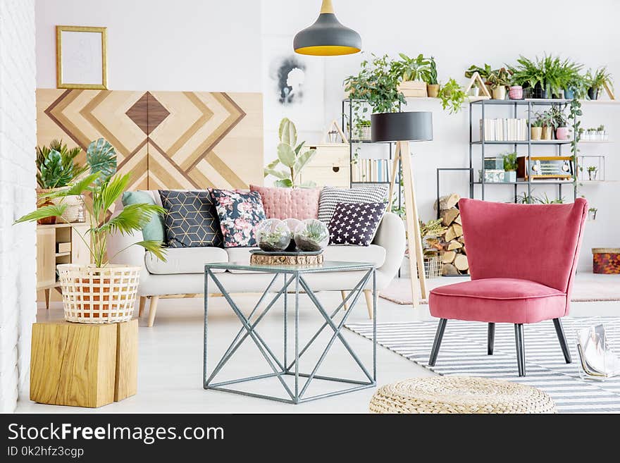 Red Armchair In Living Room