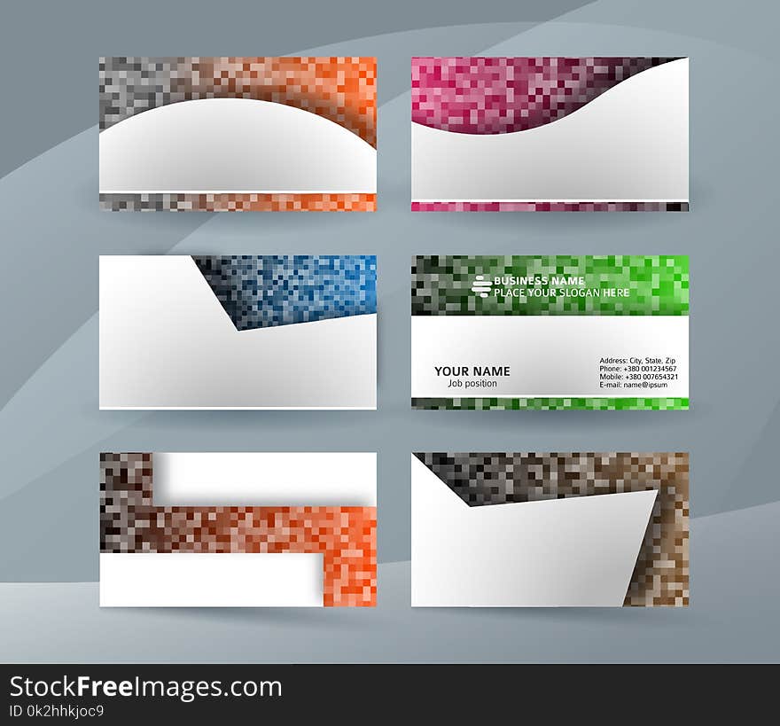 Abstract professional and designer business card template or clear & minimal visiting card set, name card white background with colors MOSAIC SQUARE. Vector illustration EPS 10 for presentation slide. Abstract professional and designer business card template or clear & minimal visiting card set, name card white background with colors MOSAIC SQUARE. Vector illustration EPS 10 for presentation slide