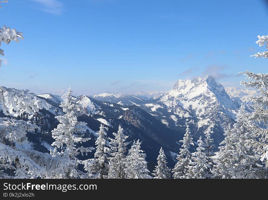 Mountainous Landforms, Mountain Range, Winter, Sky