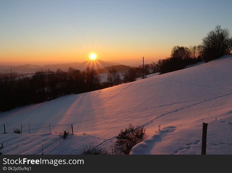 Sky, Winter, Snow, Sunrise